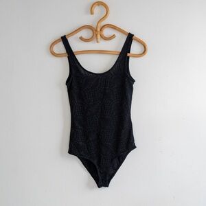 Zara Textured Black Bodysuit